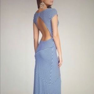 Bebe Mixed Stripe Open Back Maxi Dress